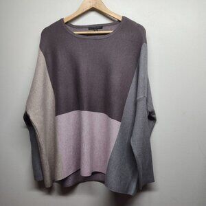 Cyrus Knit Sweater Women Size  L Cream Brown Colorblock Preppy Casual Spring